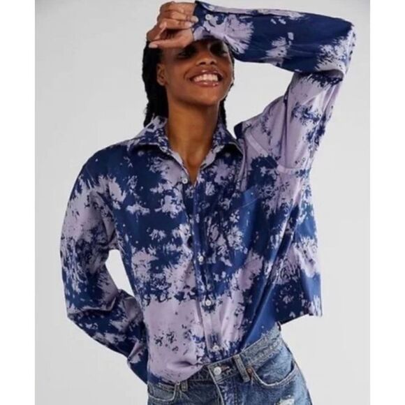 Free People x RILEY Vintage Embellished Buttondown Shirt Size S - Picture 1 of 7
